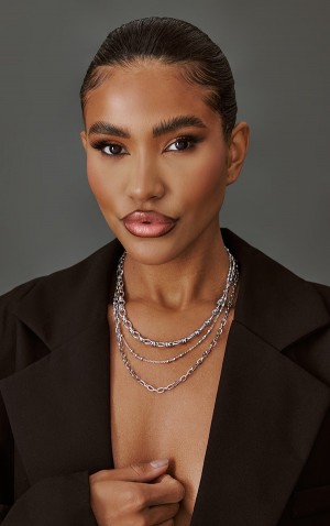 Bijuterii Pretty Little Thing Ball Chain Layered Argintii | RXNV26087