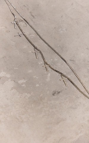 Bijuterii Pretty Little Thing Diamante Large Cross Belly Chain Argintii | ABTH53047