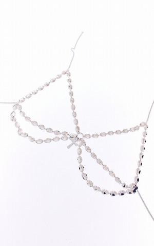 Bijuterii Pretty Little Thing HammeDisc Cross Body Chain Argintii | MGDL73201