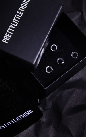 Bijuterii Pretty Little Thing Real Plated Dainty Huggie 2 Pack Hoop Argintii | XCLR05379