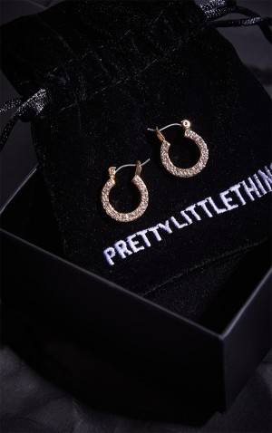 Bijuterii Pretty Little Thing Real Plated Diamante Hoop Aurii | KANS71069