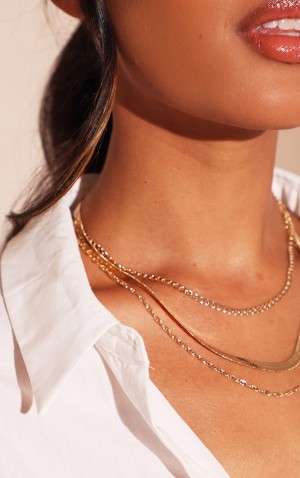 Bijuterii Pretty Little Thing Snake Multi Chain Aurii | ZSFV35179