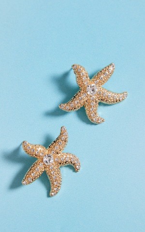 Bijuterii Pretty Little Thing Starfish Statement Stud Aurii | OXUK93760