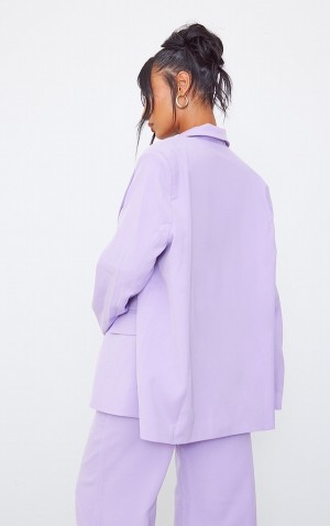 Blazere Pretty Little Thing Lilac Woven Extreme Shoulder Pad Pocket Violet | AEXF14389