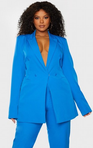 Blazere Pretty Little Thing Plus Double Breasted Woven Albastri | DOLS95670
