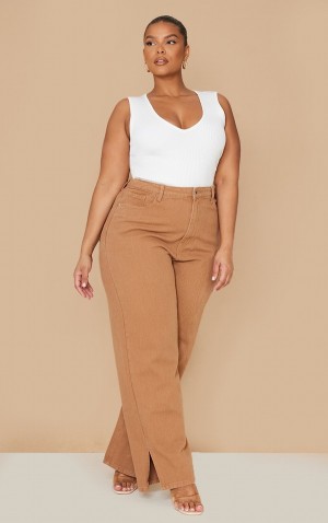 Blugi Pretty Little Thing Plus Split Hem Maro | QZEO15746