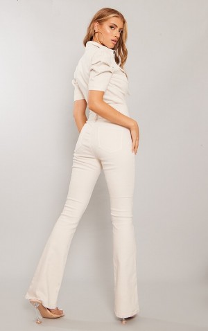 Blugi Pretty Little Thing Stone Sleeved Bodycon Flared Gri | WZLK40538