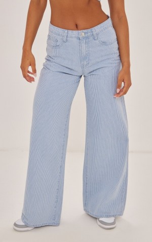 Blugi Pretty Little Thing Stripe Largi Leg Albastri | VUXQ32089