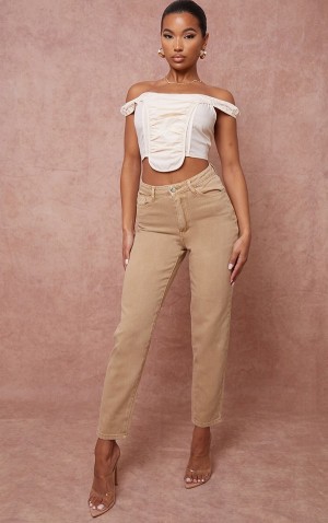 Blugi Pretty Little Thing Tan Mom Maro | UMPT38796