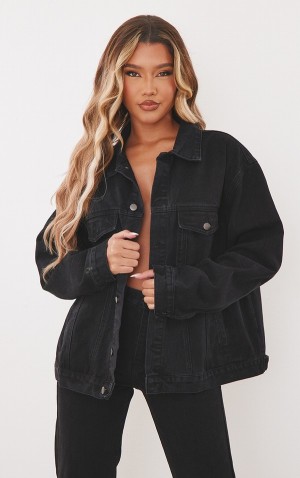 Blugi Pretty Little Thing Washed Oversized Boyfriend Negrii | MABV69574