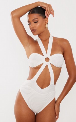 Body-uri Pretty Little Thing Tie Details Tricotate Albi | XEPS64983