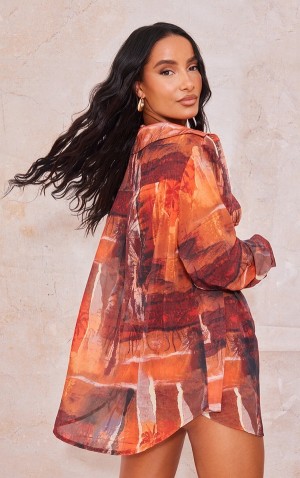 Camasa Pretty Little Thing Abstract Print Oversized Beach Maro | ZFGO81049