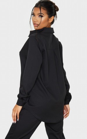 Camasa Pretty Little Thing Oversized Long Sleeve Negrii | EWVJ02386