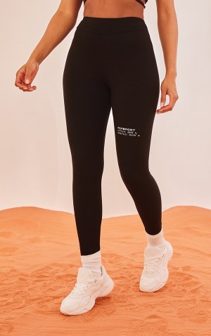 Colanti Pretty Little Thing Brushed Sculpt Ruched Bum High Talie Sport Negrii | OSQD43075