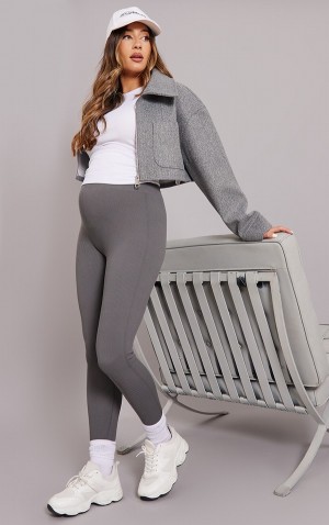 Colanti Pretty Little Thing Maternity Charcoal Snatched Rib Gri | FLAH65709