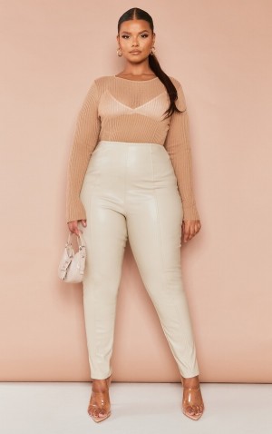 Colanti Pretty Little Thing Plus Stone Faux Piele Stretch Gri | ITJF86140
