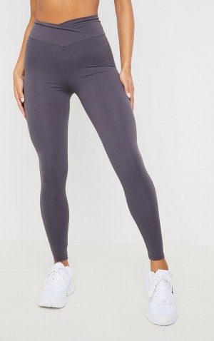 Colanti Pretty Little Thing Sculpt Luxe Ruched Bum Gym Gri Inchis | YJBO02574