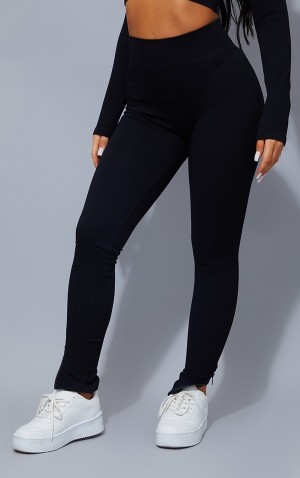 Colanti Pretty Little Thing StructuSnatched Rib Zip Split Hem Negrii | JGZT60379