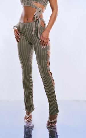 Colanti Pretty Little Thing Taupe Two Tone Knit Cut Out Side Gri Maro | VWJO83650