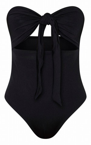 Costume De Baie Pretty Little Thing Bow Front Cut Out Negrii | NVCZ08794
