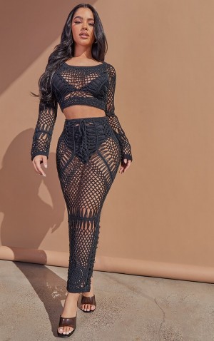 Fuste Pretty Little Thing Petite Crochet Negrii | ARXV60132