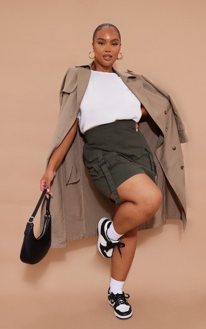Fuste Pretty Little Thing Plus Utility Cargo Kaki | ACYB38407