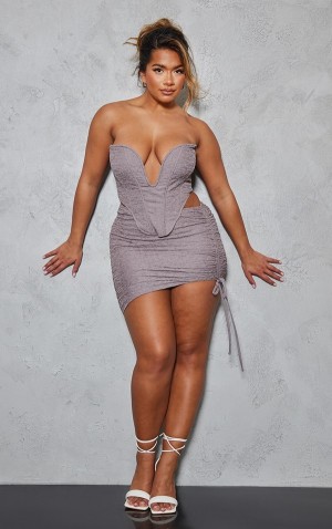 Fuste Pretty Little Thing Shape Mauve TextuRuched Side Bodycon Violet | DZUY29408