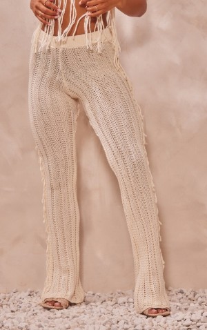 Fuste Pretty Little Thing Tassel Crochet Largi Leg Albi | UTZE10935