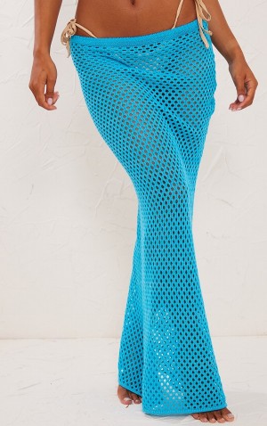 Fuste Pretty Little Thing Teal Crochet Maxi Turcoaz | HUWK34217