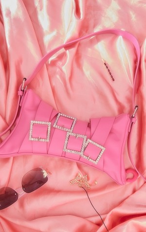 Geanta De Umar Pretty Little Thing Assorted Diamante Cu Catarama Roz | HNBS52147
