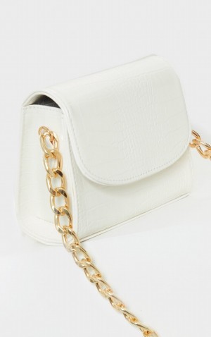 Geanta De Umar Pretty Little Thing Croc Grosolan Chain Albi | HLDV42195