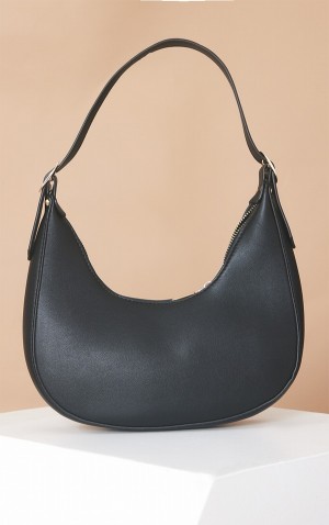 Geanta De Umar Pretty Little Thing Curved PU Negrii | VAGI29370