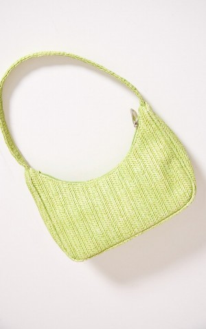 Geanta De Umar Pretty Little Thing Lime Simple Raffia Verzi Deschis | SGYE29784