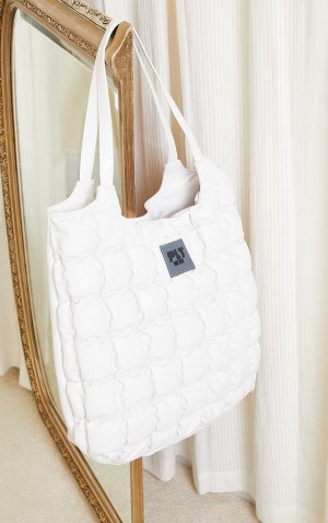 Geanta Tote Pretty Little Thing Căptușită Albi | RUET86540