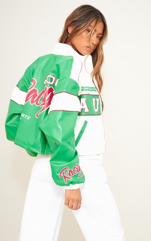 Geci Pretty Little Thing And Contrast Panel Oversized Faux Piele Cropped Albi | DPKX78095