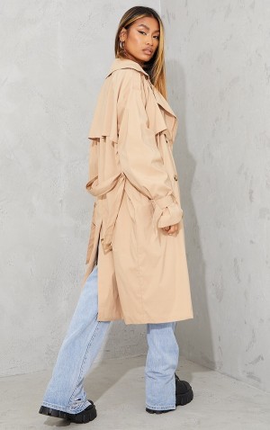 Geci Pretty Little Thing Camel Oversized ed Trench Maro | ERKT62189