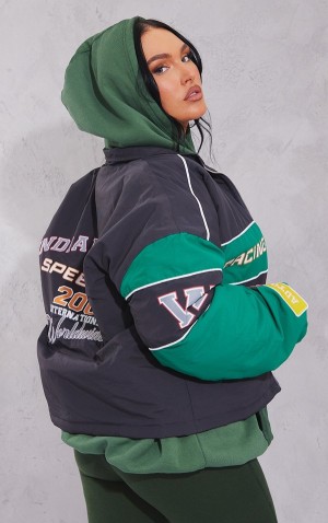 Geci Pretty Little Thing Oversized Grafice Zipped Racer Bomber Verzi | HTEQ87956