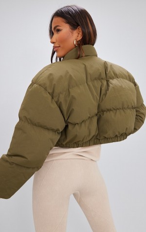 Geci Pretty Little Thing Utility Pocket Detail Cropped Bomber Kaki | UFEI54762