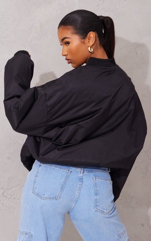 Geci Pretty Little Thing Utility Pocket Grafice Front Bomber Negrii | VPAK62054