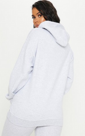 Hanorac cu Gluga Pretty Little Thing Ash Oversized Hoody Gri | NIRG52109