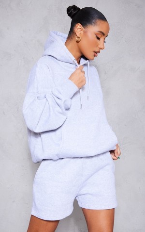 Hanorac cu Gluga Pretty Little Thing Ash Grafice Oversized Gri | LXPO98132