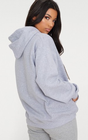 Hanorac cu Gluga Pretty Little Thing Marl Oversized Gri | VDWH27504