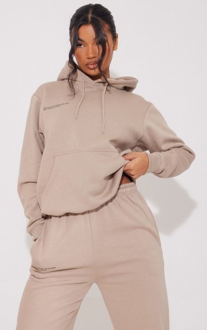 Hanorac cu Gluga Pretty Little Thing Mocha Est 2012 Oversized Bej | INTD04723