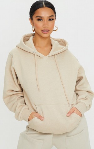 Hanorac cu Gluga Pretty Little Thing Petite Sand Oversized Ultimate Maro | HFZP39812