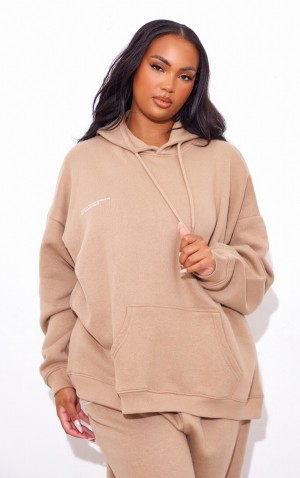 Hanorac cu Gluga Pretty Little Thing Plus Mocha Est 2012 Oversized Bej | OIGF08235