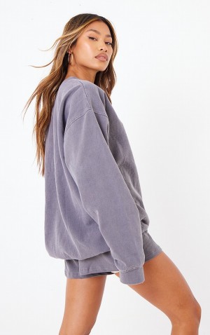 Hanorace Pretty Little Thing Charcoal Washed Oversized Gri | AKWI02785