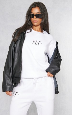 Hanorace Pretty Little Thing Logo Grafice Print Albi | OGAS46709