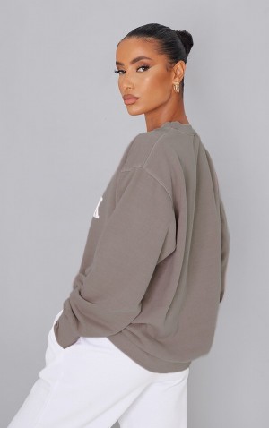 Hanorace Pretty Little Thing Mocha New York Downtown Grafice Printed Bej | TRPB72136
