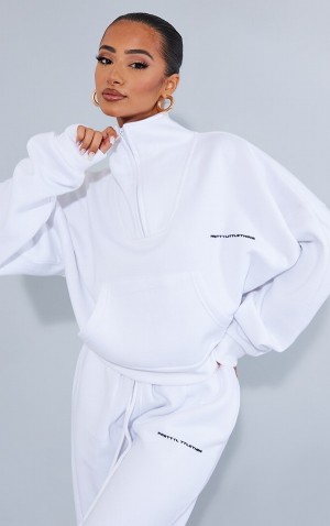 Hanorace Pretty Little Thing Petite Half Zip Oversized Albi | WSAK92480