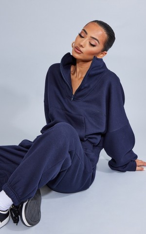 Hanorace Pretty Little Thing Petite Half Zip Oversized Bleumarin | IFDO78630